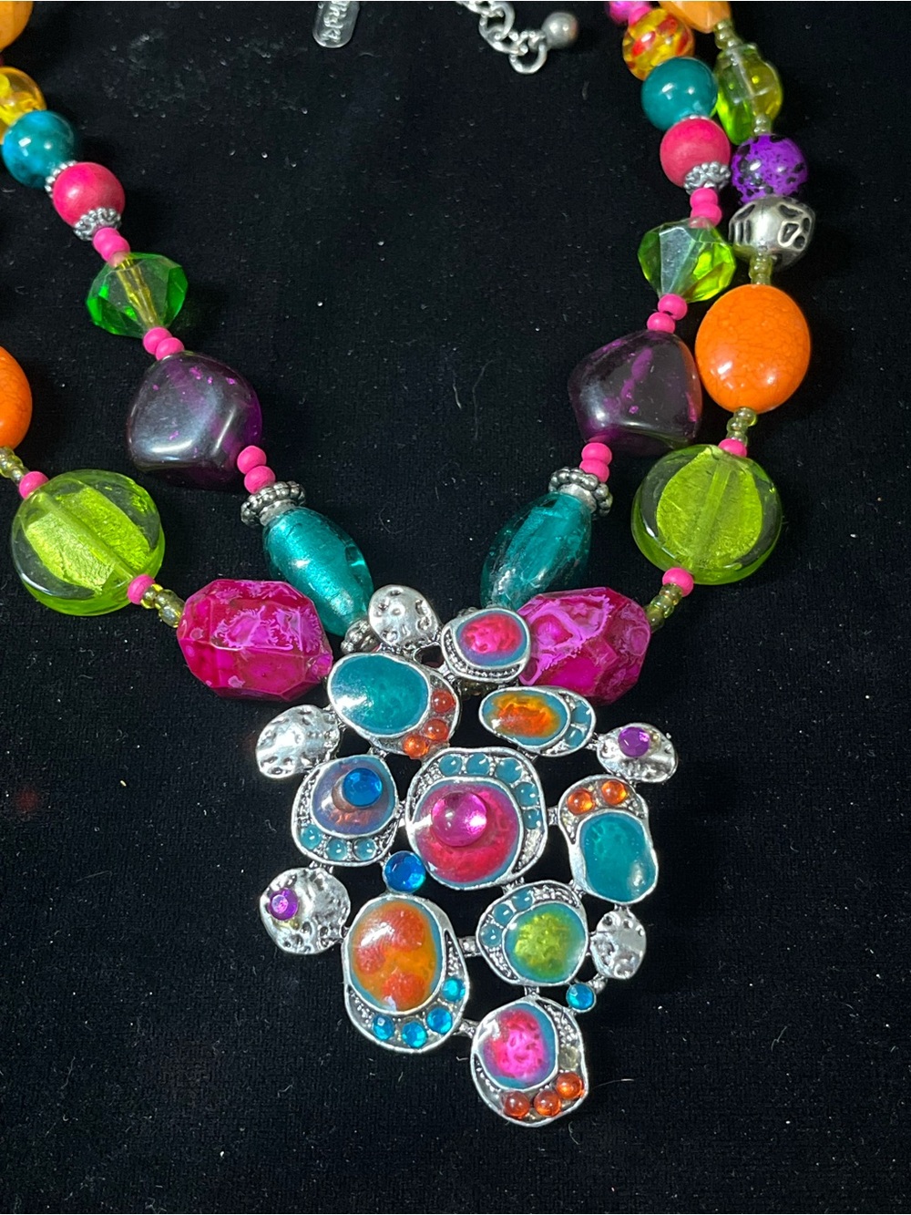 Treska Bohemian Mixed Bead Double Strand Necklace 1761 - Picture 6 of 7